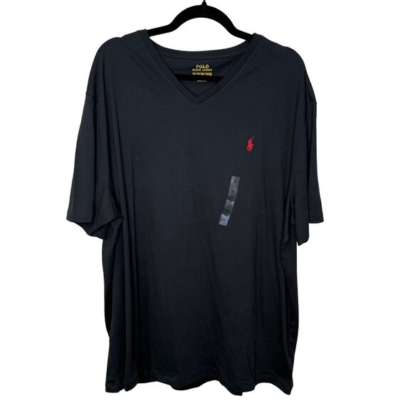Polo Ralph Lauren NWT Mens Black V-Neck T-Shirt Size XXL Cotton Red Pony Logo - Picture 1 of 10